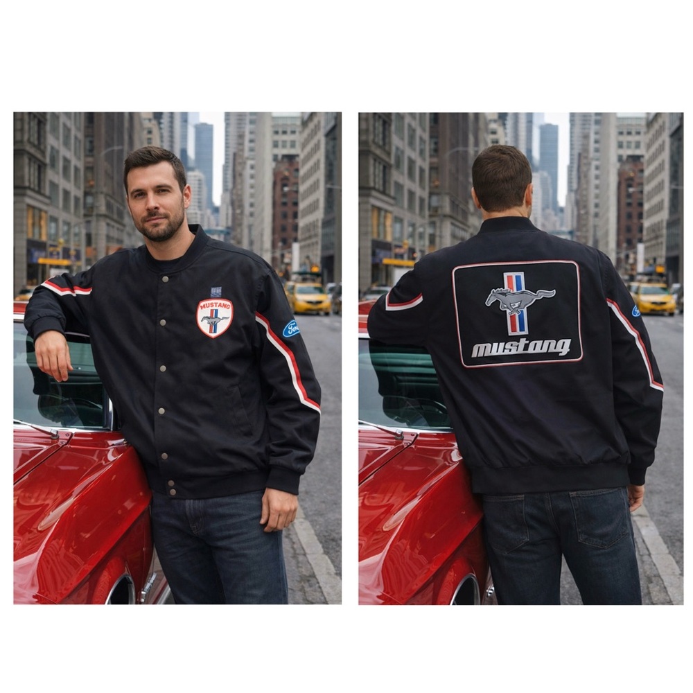Ford Mustang Racing Varsity Jacket – Black – XXL – New With Tags